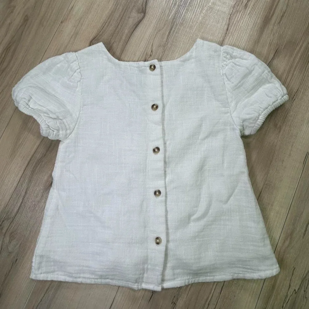 Girls 7 / 8 Rachel Zoe White Babydoll Top Button back Lined Embrodiered